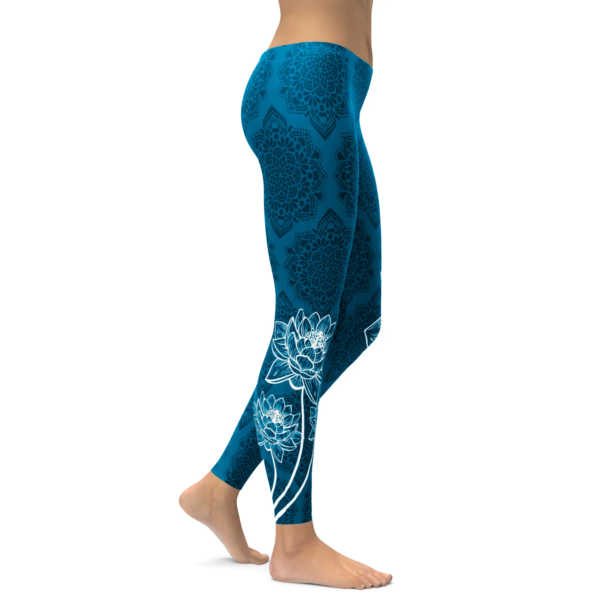 Electric Blue Lotus Leggings