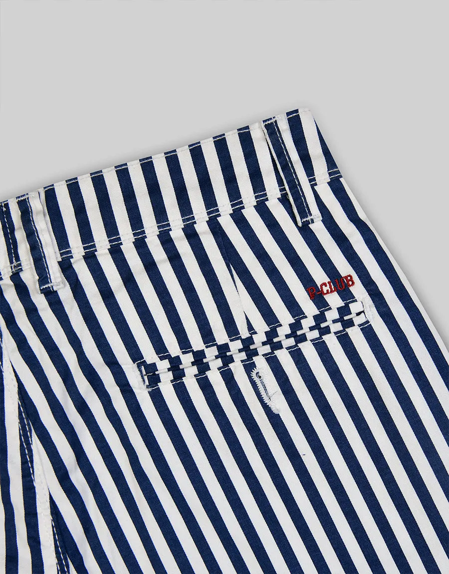 FDQ Men's P-Club Striped Cotton Shorts - Blue Stripe