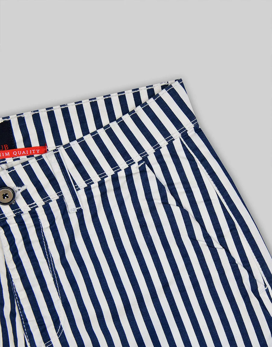 FDQ Men's P-Club Striped Cotton Shorts - Blue Stripe