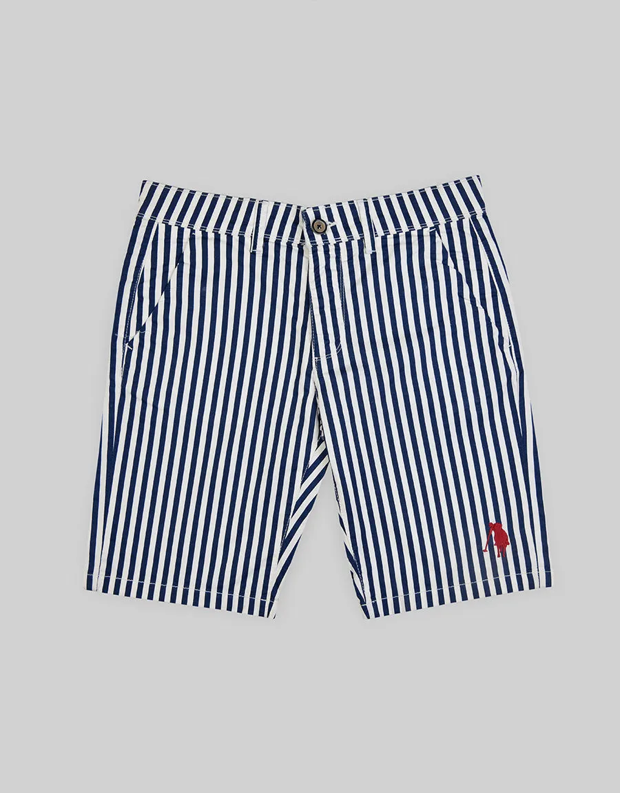 FDQ Men's P-Club Striped Cotton Shorts - Blue Stripe