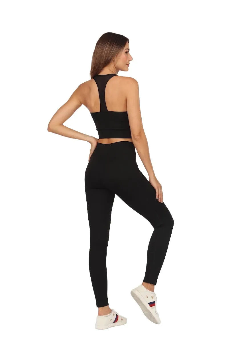 Fitwear Flat Stomach Elastic Waist Legging LA0517P Black