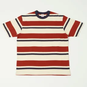 Freewheelers 'Power Wear' Random Striped Set-In Tee - Old Navy/Chilli Red/Dry Cream