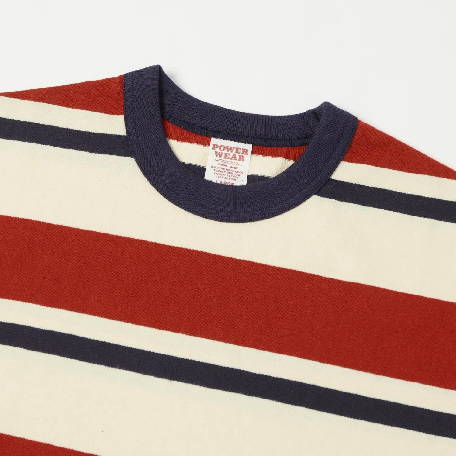 Freewheelers 'Power Wear' Random Striped Set-In Tee - Old Navy/Chilli Red/Dry Cream