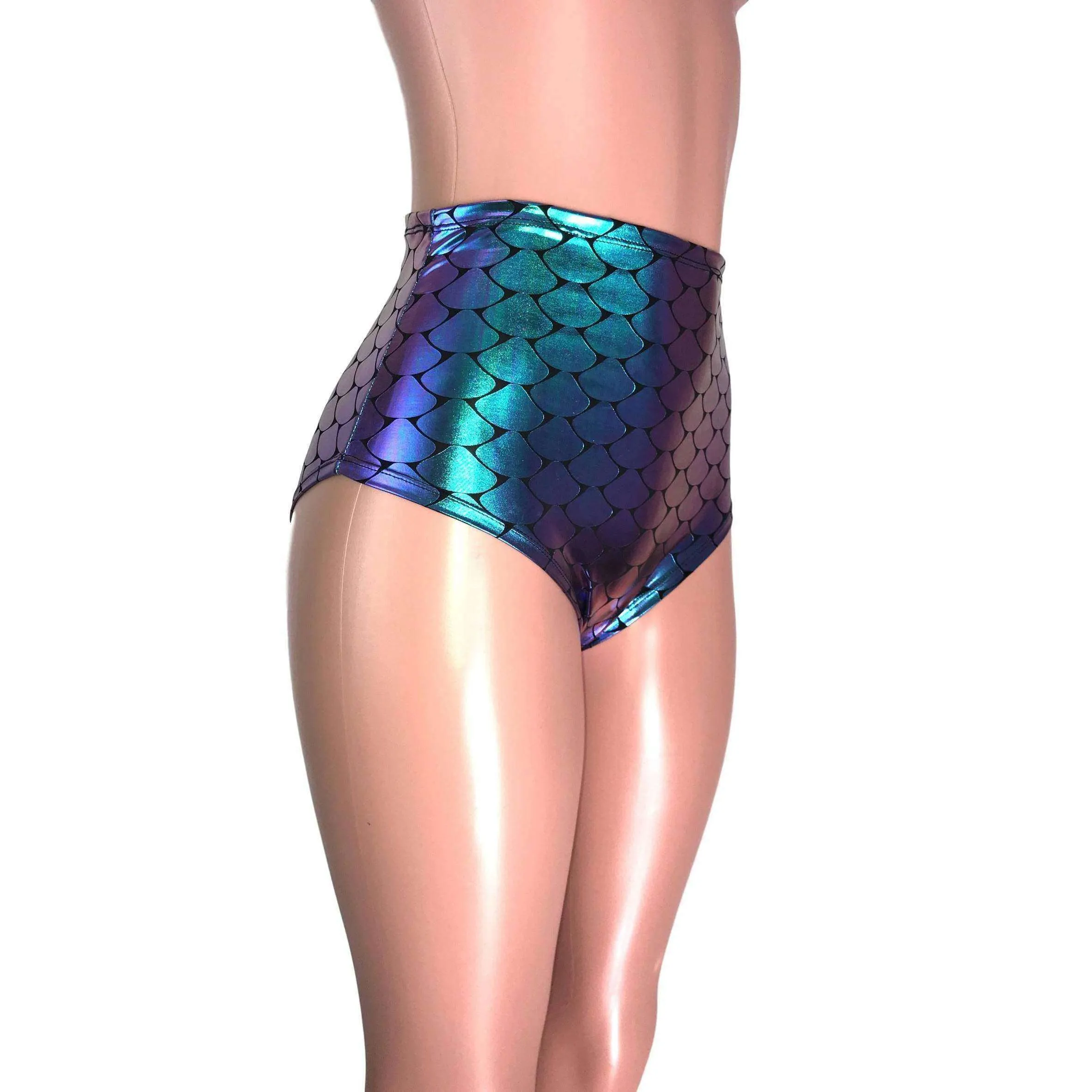 High Waist Hot Pants - Holographic Mermaid