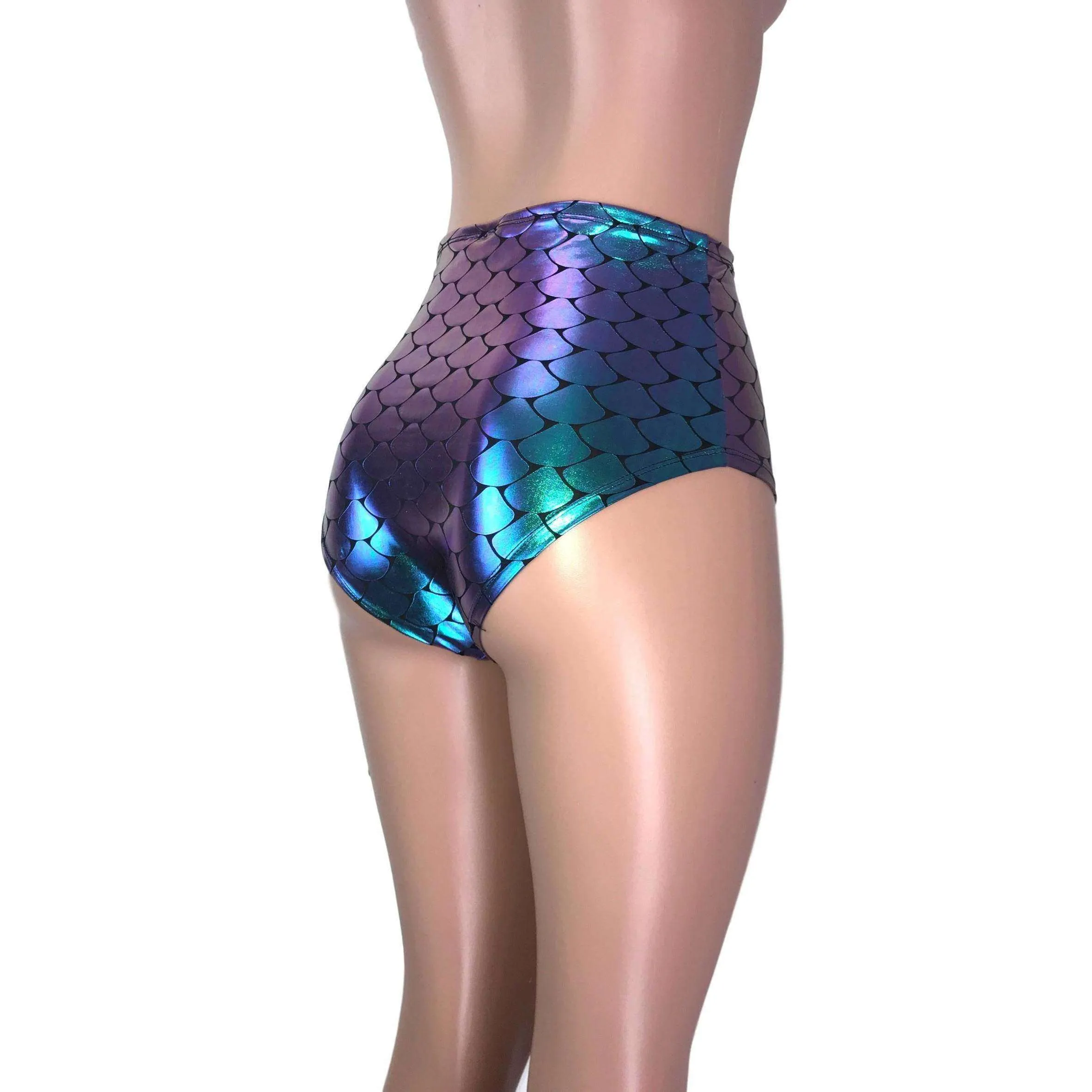 High Waist Hot Pants - Holographic Mermaid