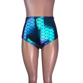 High Waist Hot Pants - Holographic Mermaid