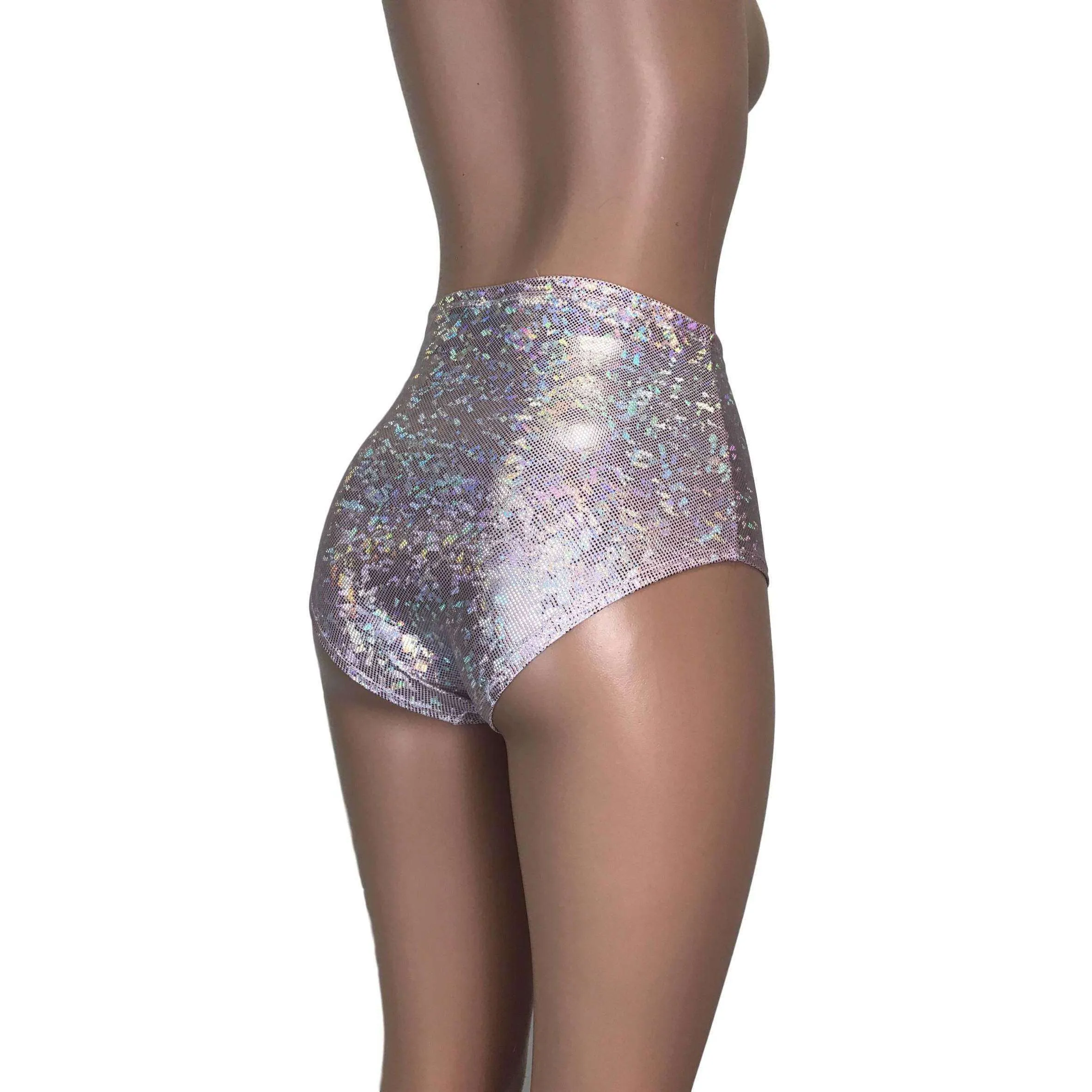 High Waist Hot Pants - Light Pink Shattered Glass