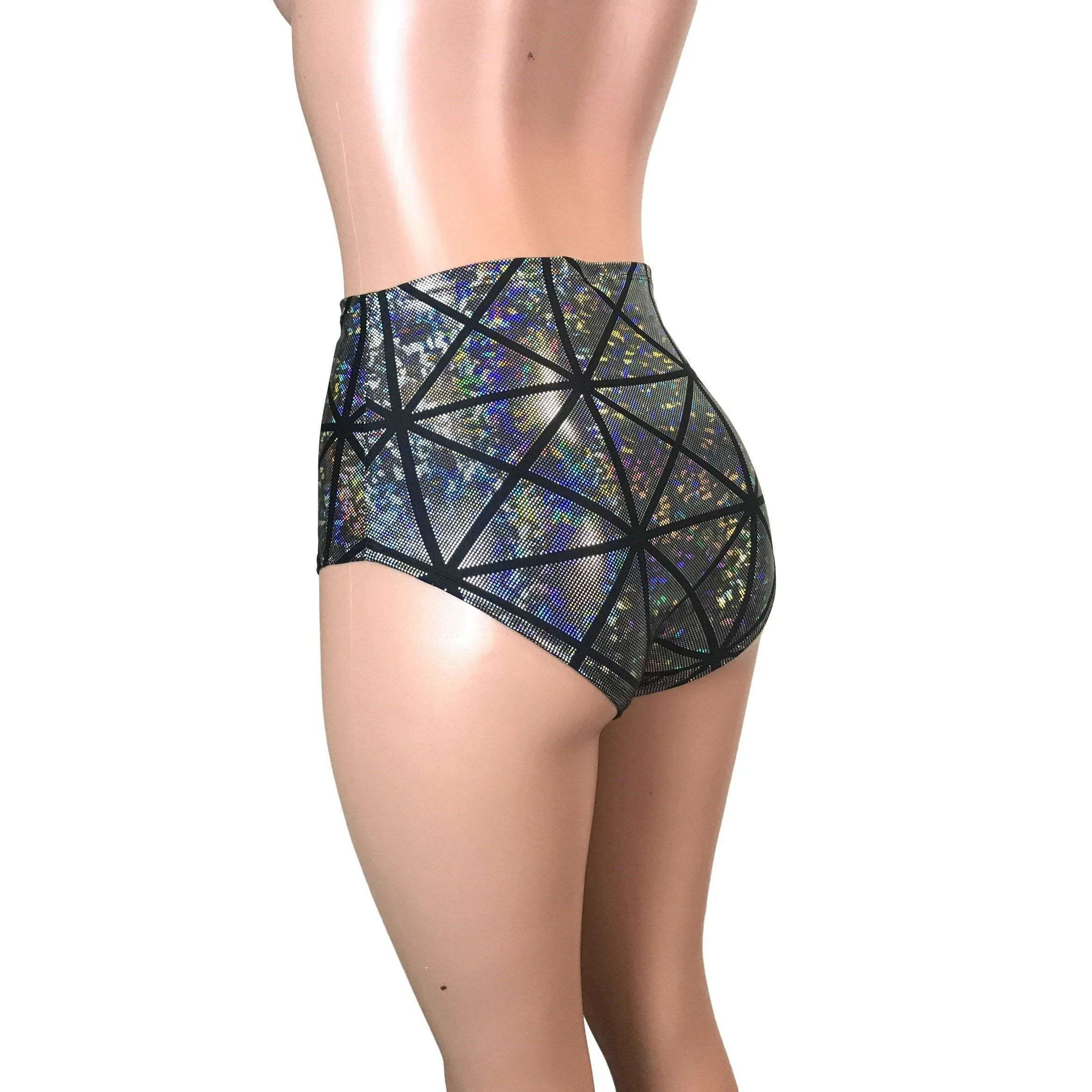 High Waist Hot Pants - Silver Glass Pane