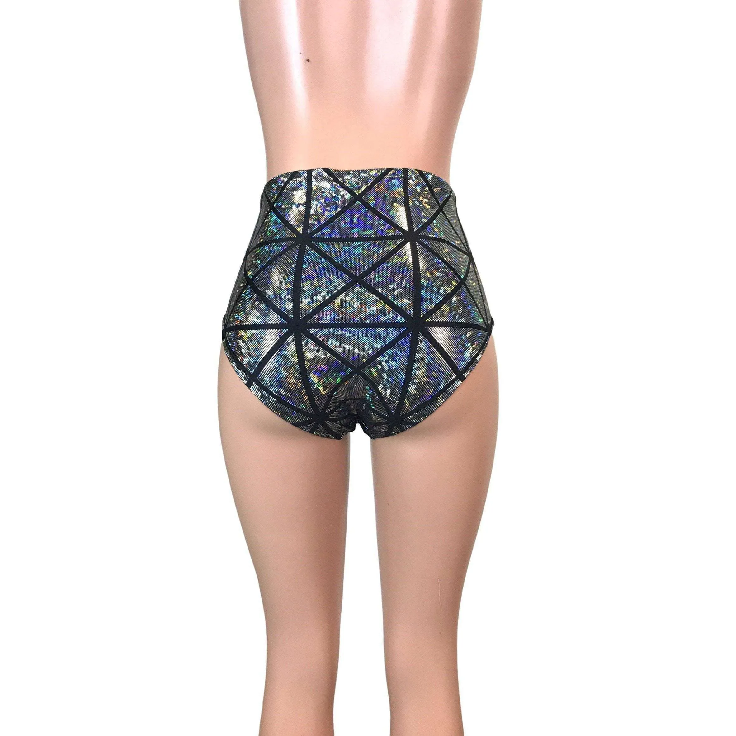 High Waist Hot Pants - Silver Glass Pane