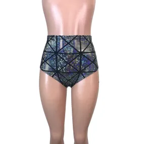 High Waist Hot Pants - Silver Glass Pane