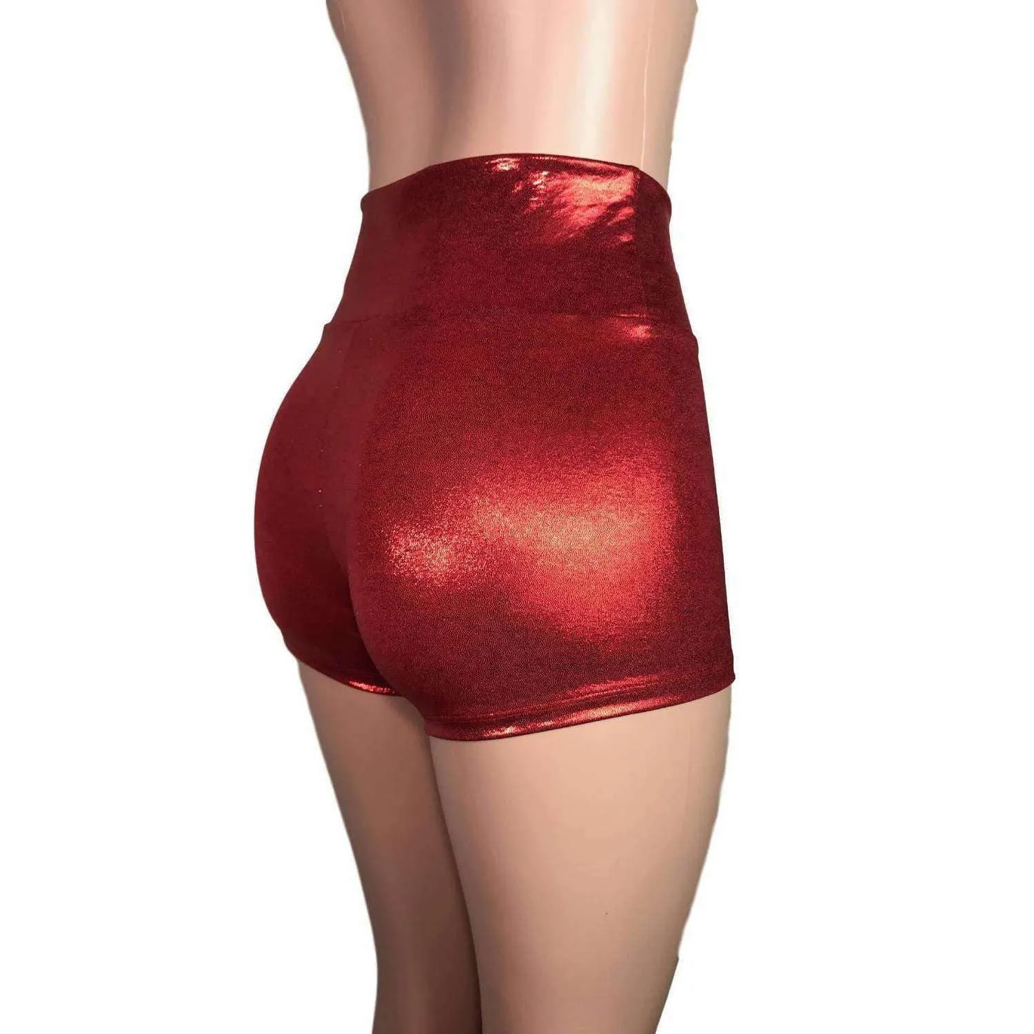 High Waisted Booty Shorts - Red Mystique