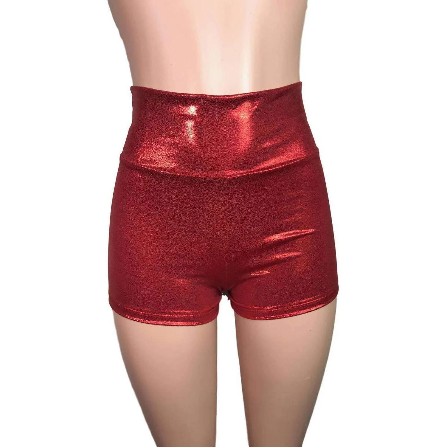 High Waisted Booty Shorts - Red Mystique