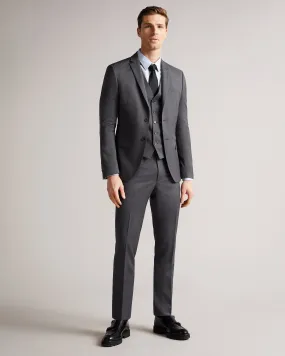 Irvints Slim Fit Charcoal Twill Suit Trousers Charcoal