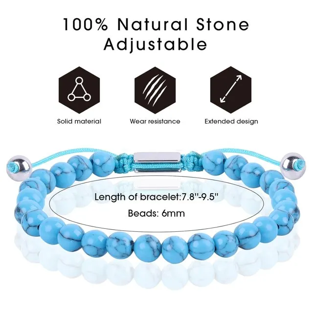 JSJOY Light Blue Beaded Bracelets for Men Boys Bracelet