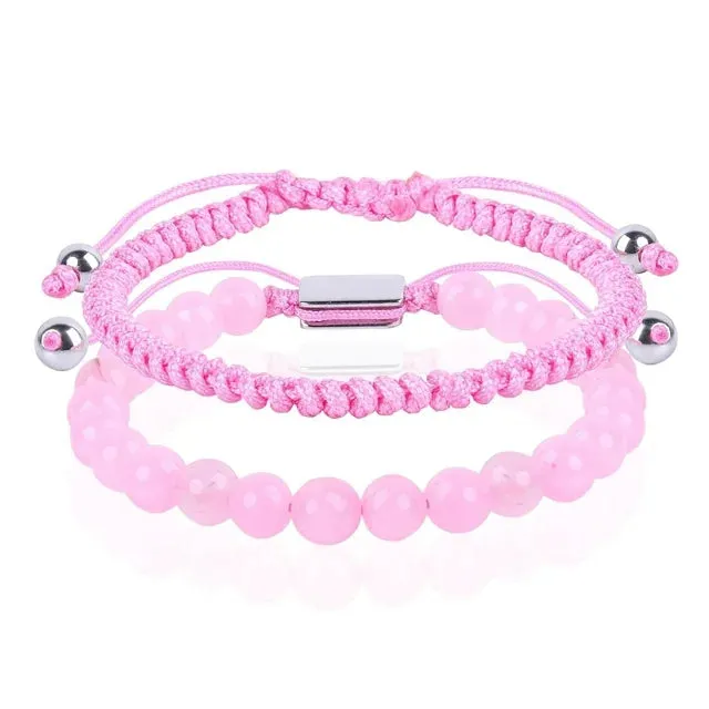 JSJOY Pink Beaded Bracelets for Men Boys Bracelet