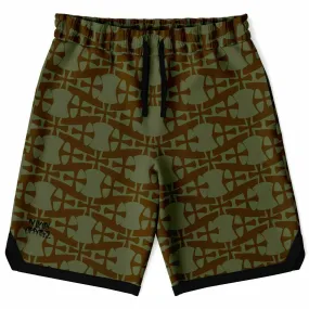 Lightweight brown mesh Basketball Shorts- Crusaders print