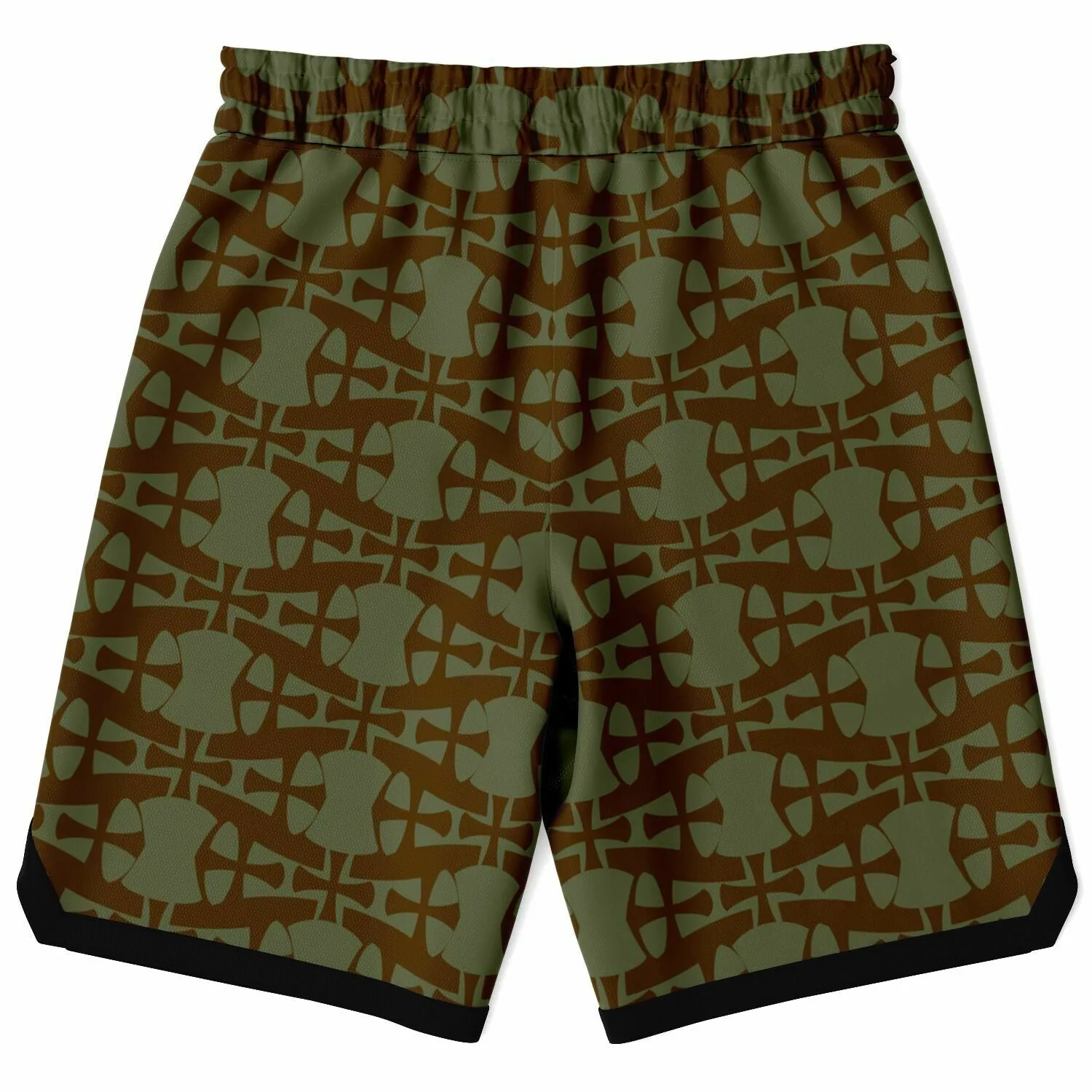 Lightweight brown mesh Basketball Shorts- Crusaders print