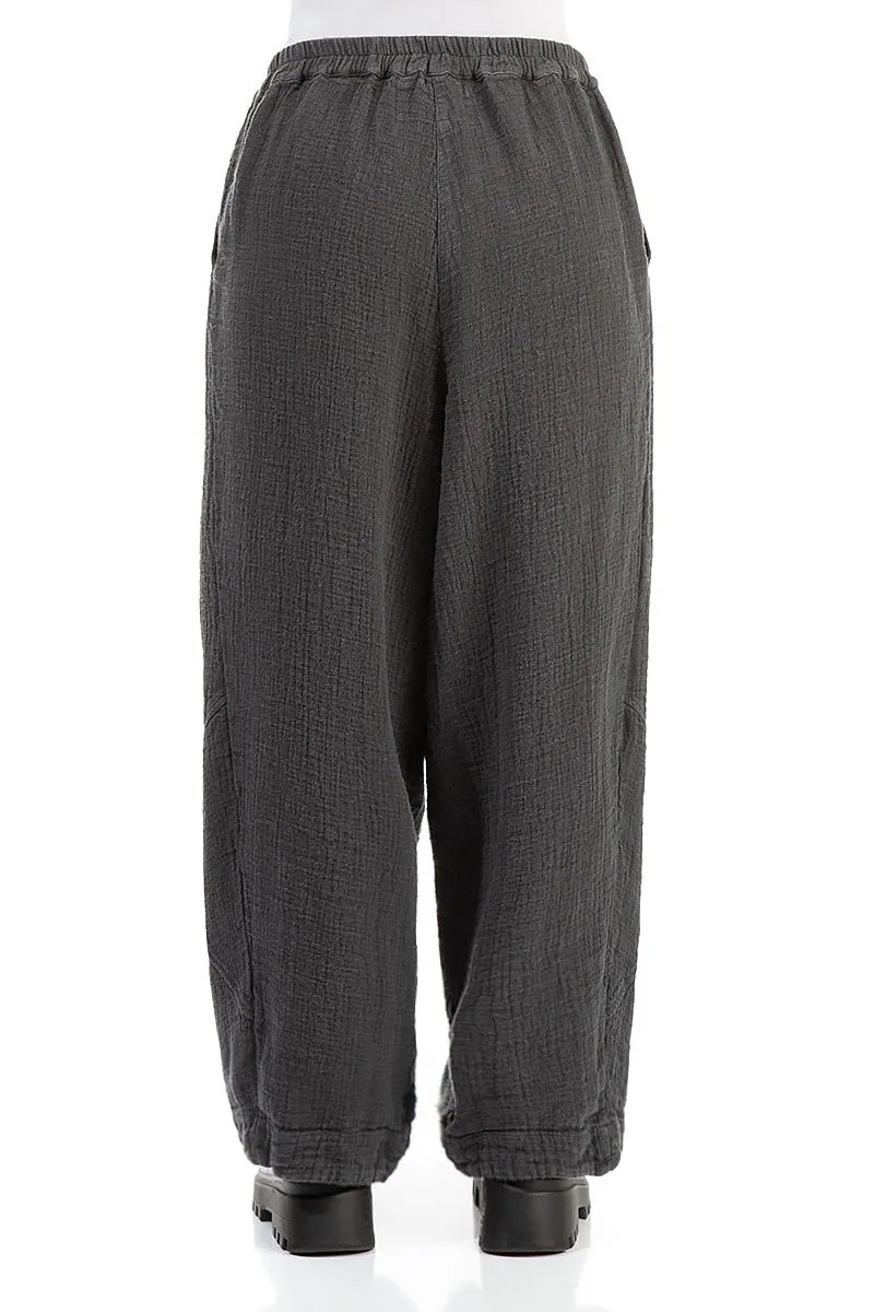 Loose Forest Grey Heavy Linen Trousers