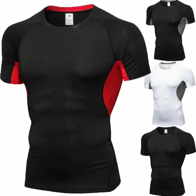 Men Short Sleeve Fitness Elastic Running Sport T-shirt Compression