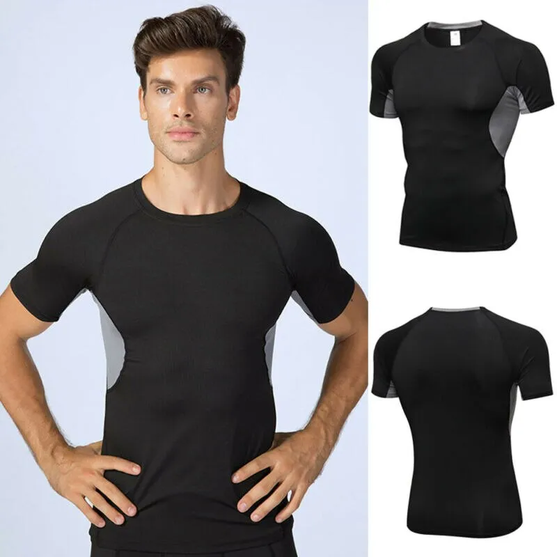 Men Short Sleeve Fitness Elastic Running Sport T-shirt Compression