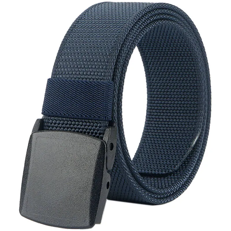 Mens Belt Web, Casual Belt with Plastic Buckle Breathable, Easy Trim to Fit 27- 46" Pants