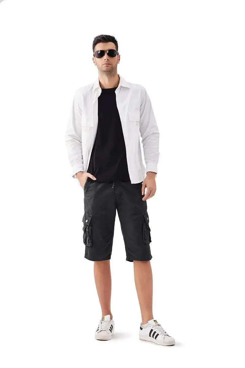 Mens Elastic Waist Cargo Shorts