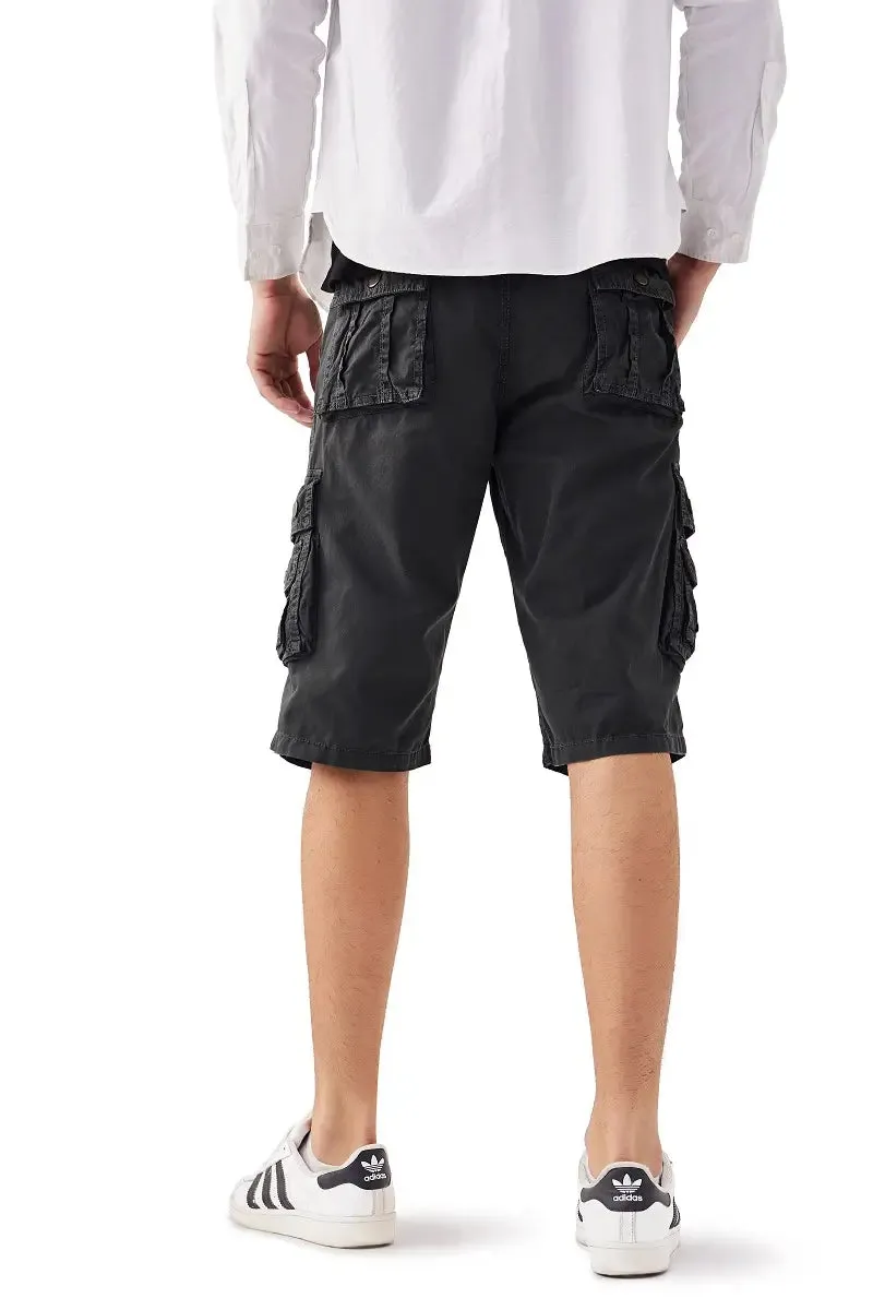 Mens Elastic Waist Cargo Shorts