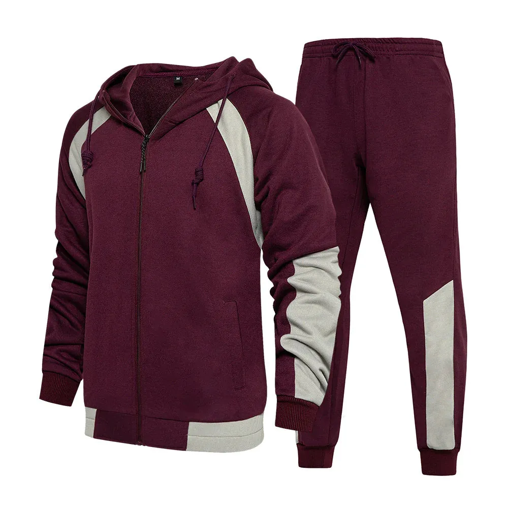 Men's Spring Autumn Casual Sports Hoodies Two Piece Set