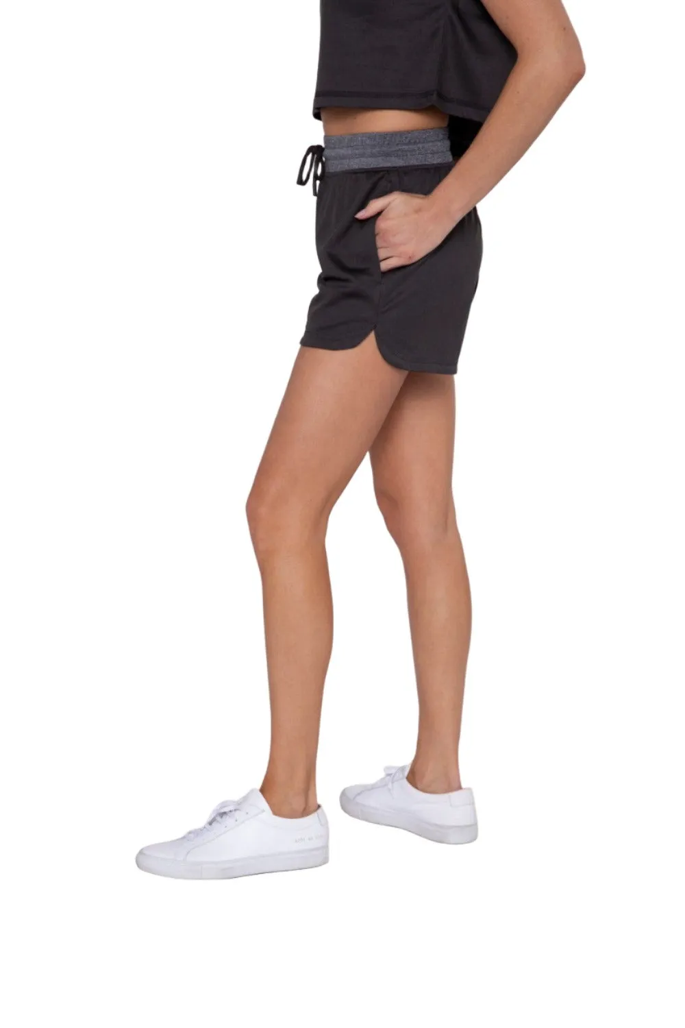 Mono B Micro-Perforated Track Shorts with Split Side Hem AP-B0386