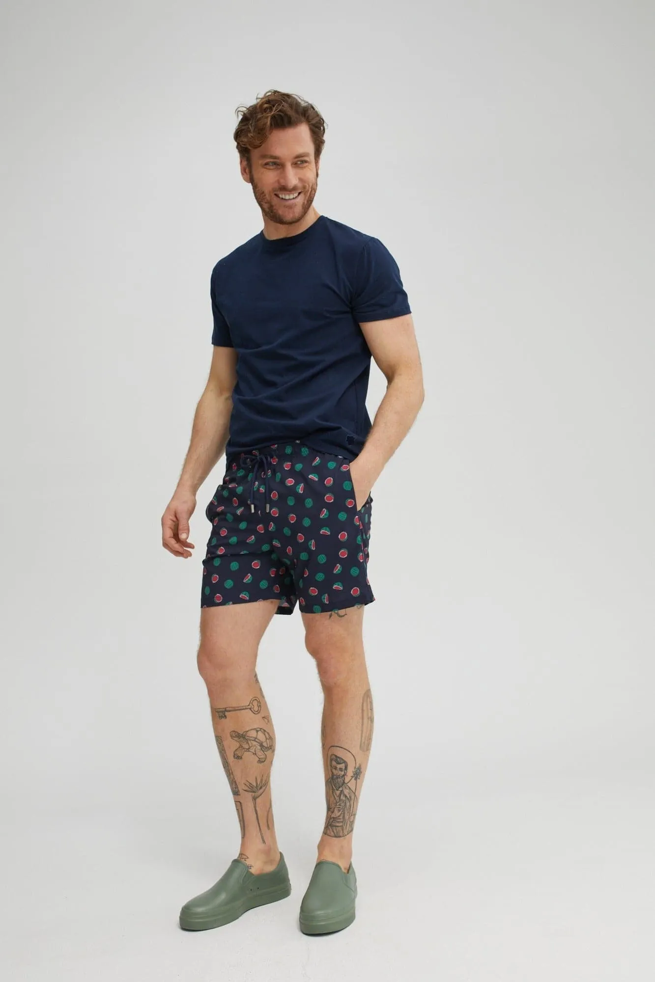 Navy Watermelon Print Swim Shorts