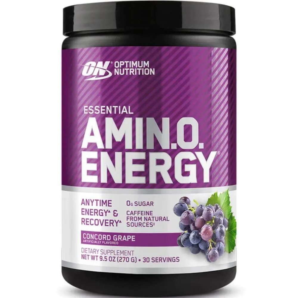 Optimum Nutrition - Amino Energy, Pre Workout, Energy Powder, Concord Grape - 9.5 Oz - 6 Pack