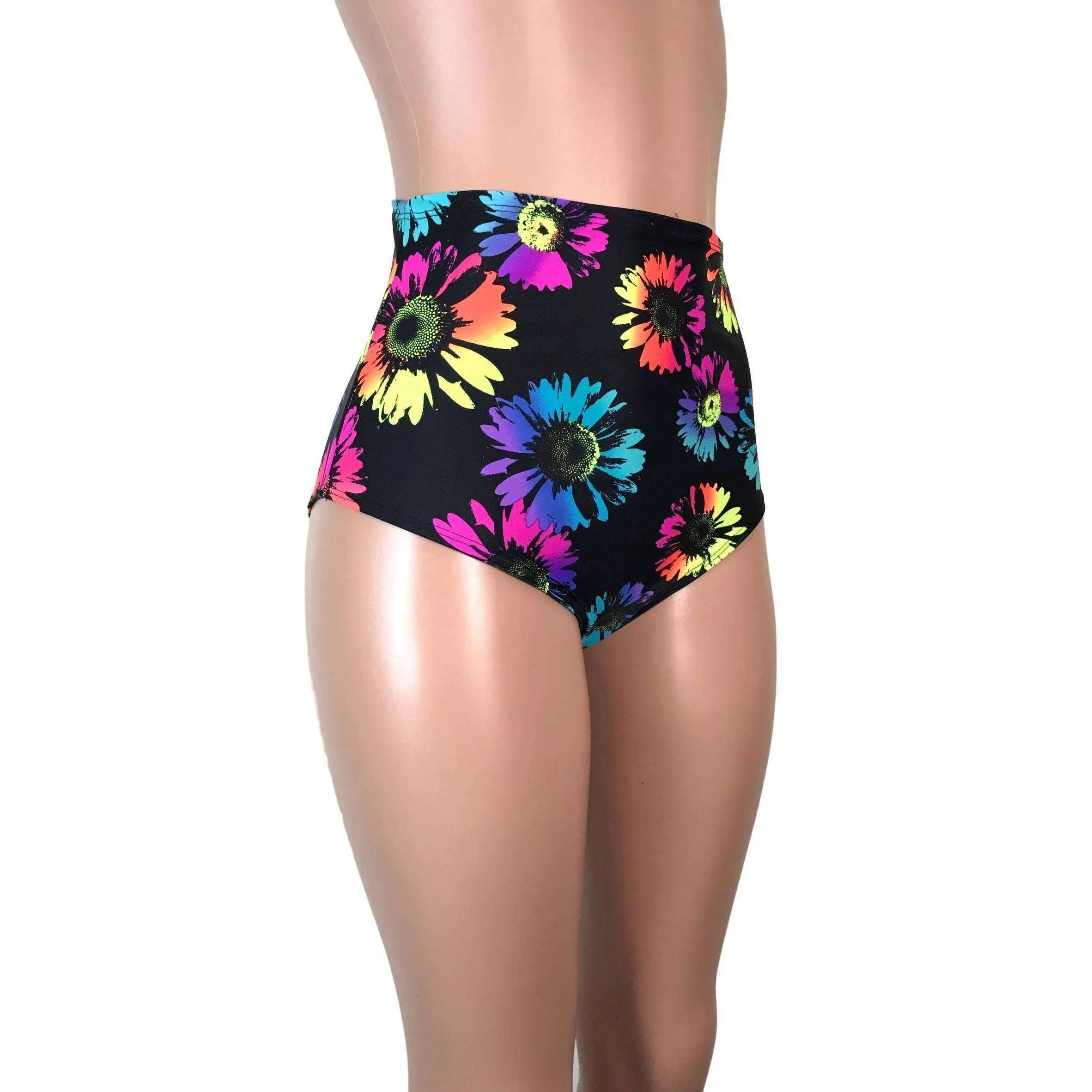 SALE - LARGE - High Waist Hot Pants - Electric Daisy