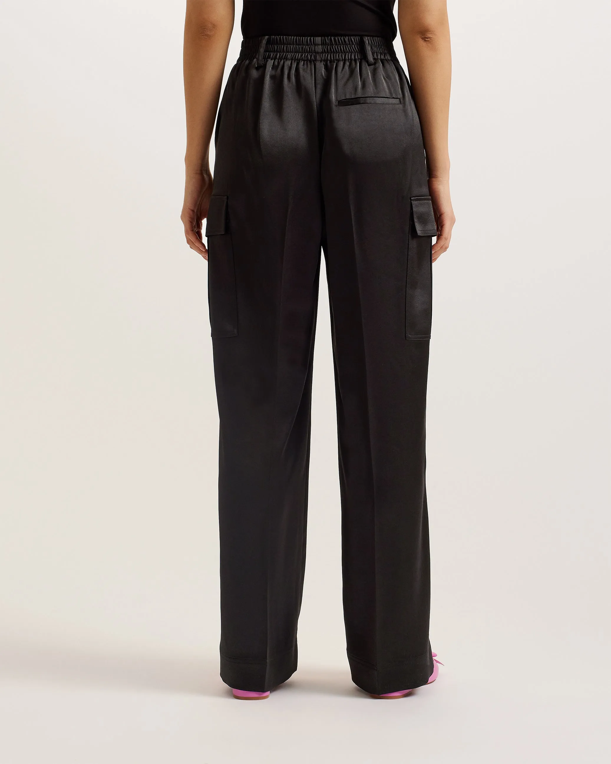 Simeta Wide Leg Cargo Trousers Black