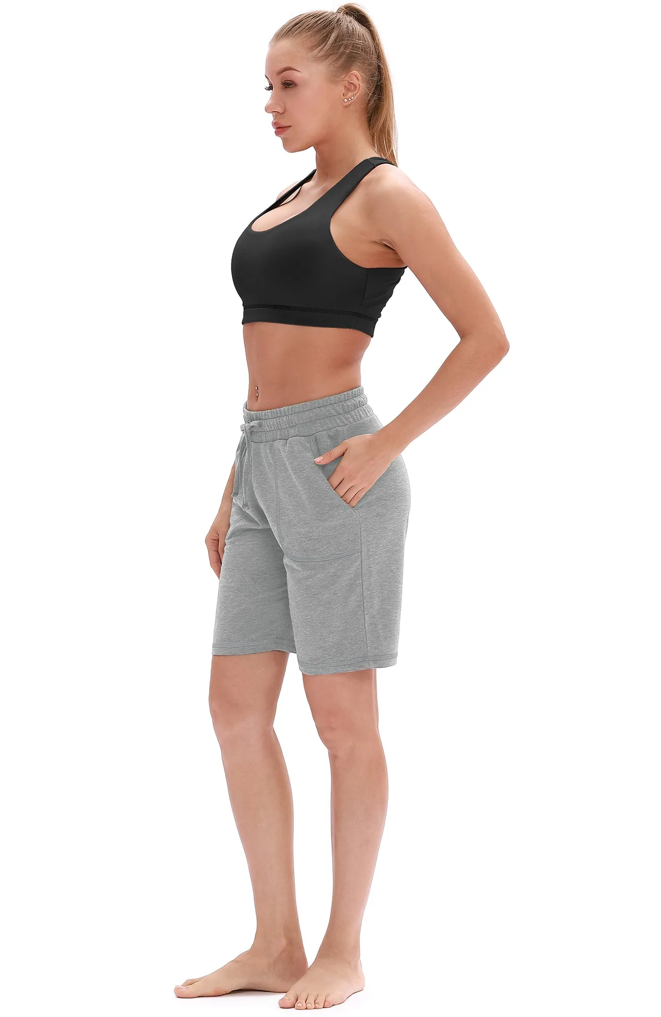 SP15 icyzone Athletic Running Yoga Shorts for Women - Women's Workout Active Lounge Bermuda Shorts with Pockets