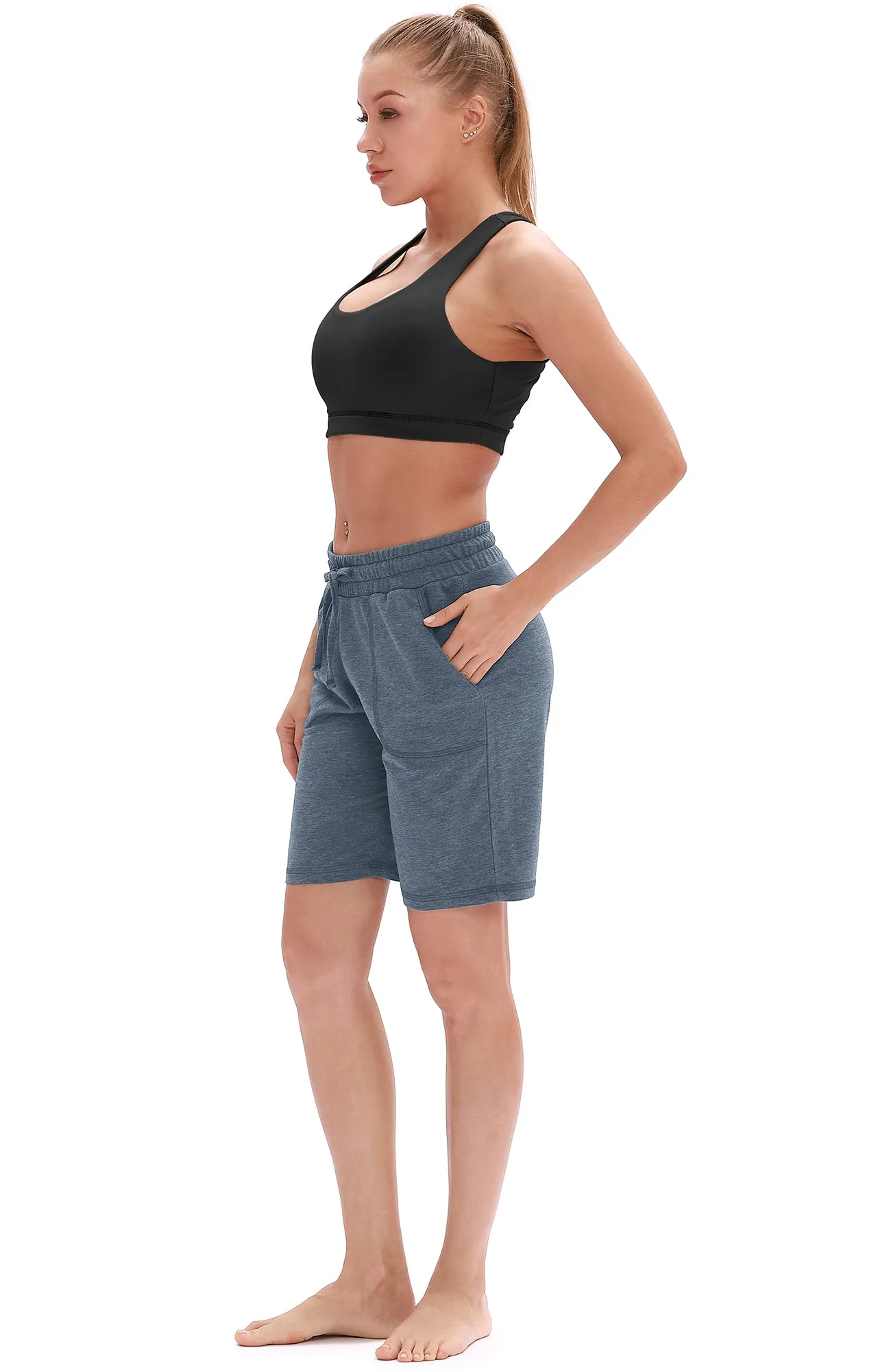 SP15 icyzone Athletic Running Yoga Shorts for Women - Women's Workout Active Lounge Bermuda Shorts with Pockets