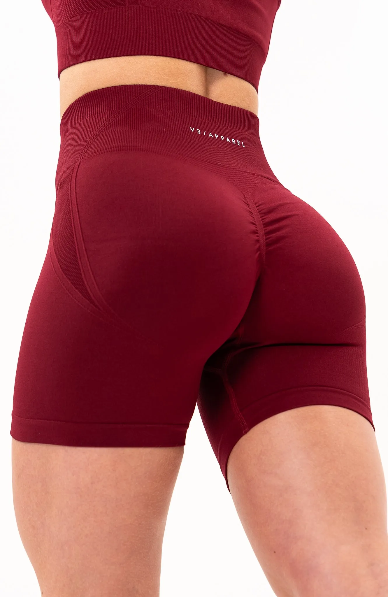 Tempo Seamless Scrunch Shorts - Burgundy Red