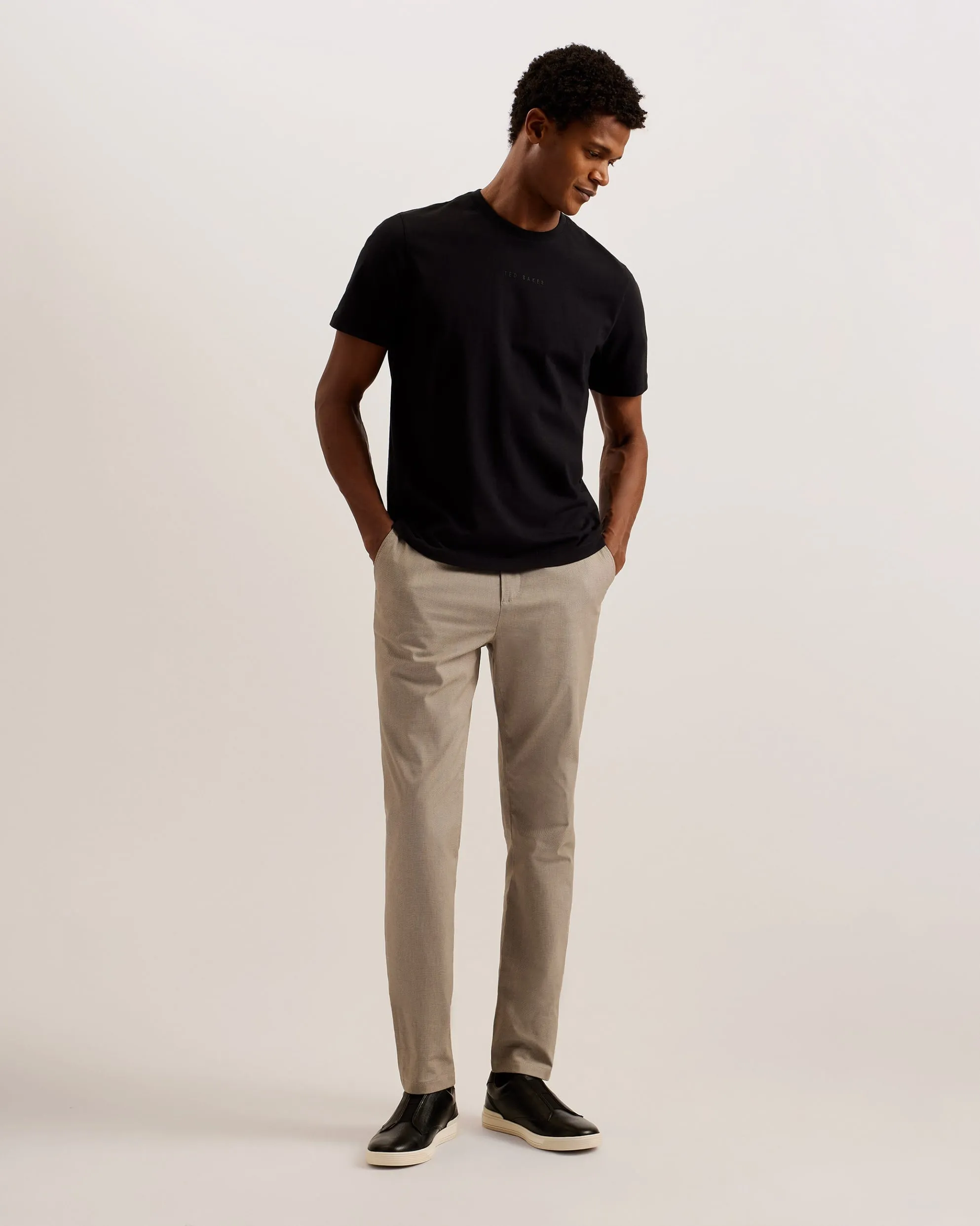 Turney Slim Fit Textured Cotton Chinos Taupe