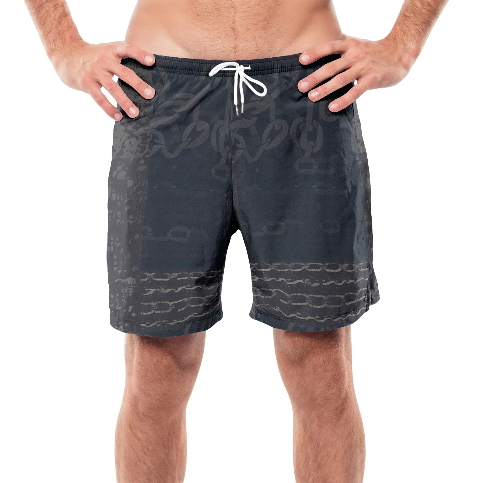 Vampire Art Grunge Patchwork Men's Beach Shorts - Chains