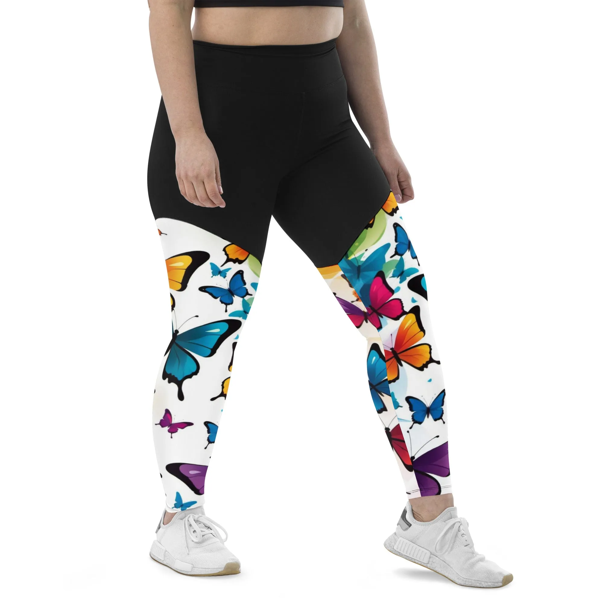 Vibrant Energy: Colorful Butterfly Pattern Sports Leggings