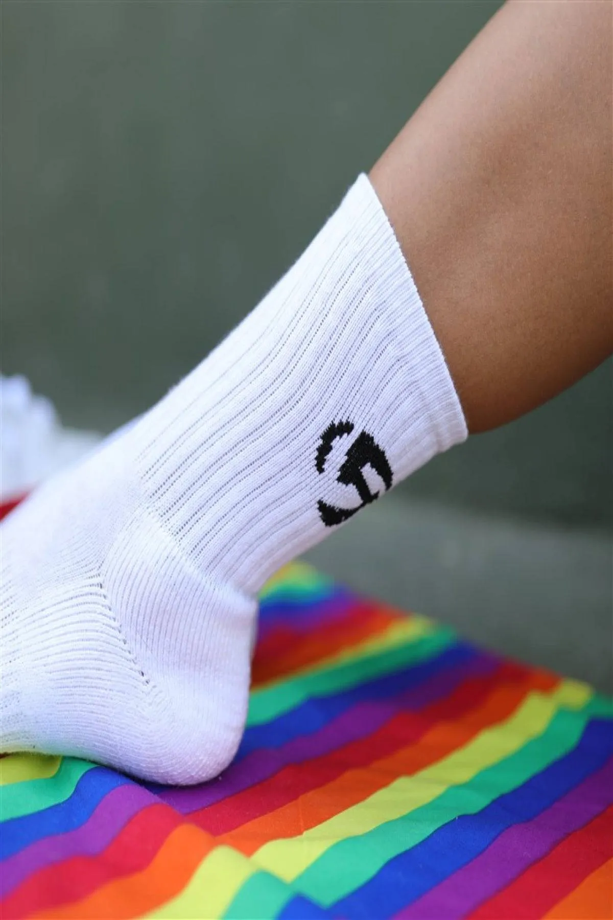 White Crew Socks for Women in Combed Cotton