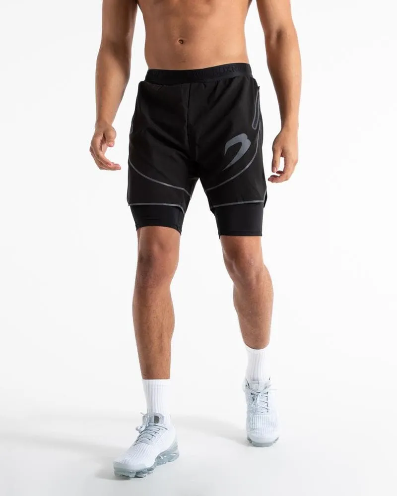 WILDE 2-IN-1 SHORTS - BLACK