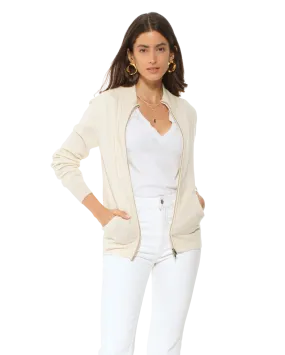 Women's Cashmere Zip Cardigan Milk White