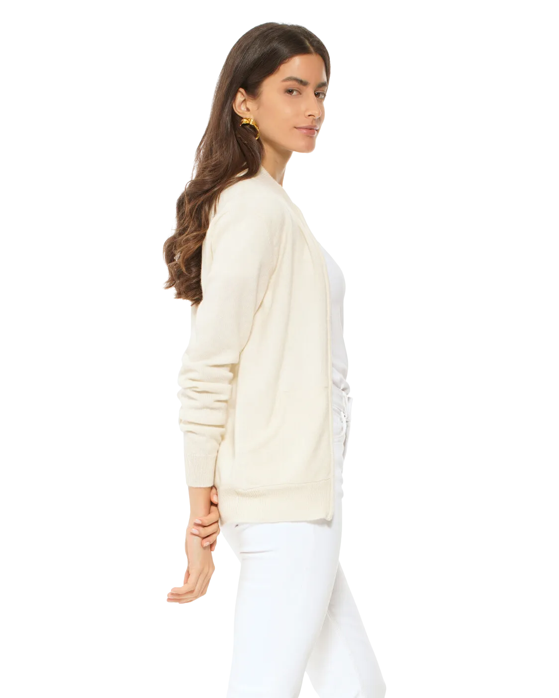 Women's Cashmere Zip Cardigan Milk White