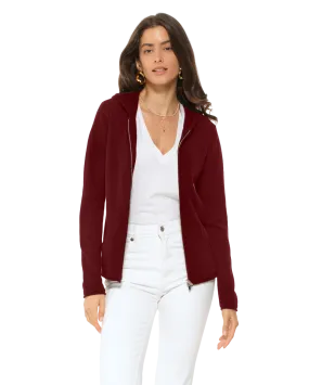 Women's Pure Cashmere Hoodie Sweater Bordeaux